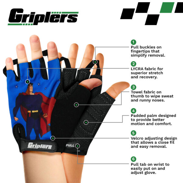 kids superhero style cycling gloves for comfort and control