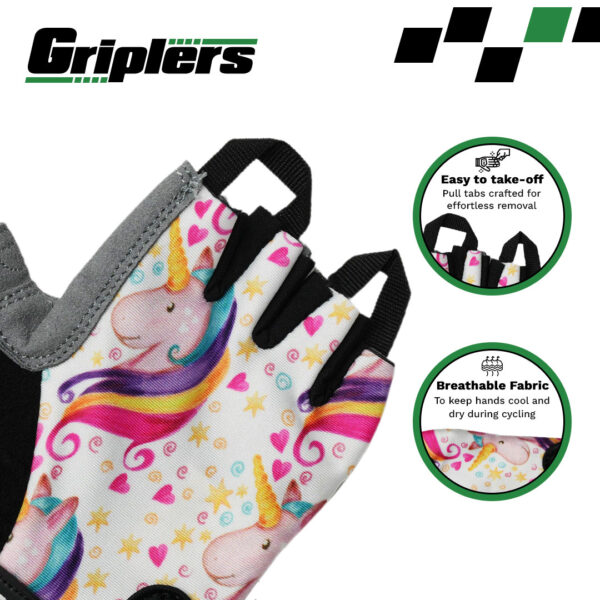 kids unicorn cycling gloves for grip and comfort