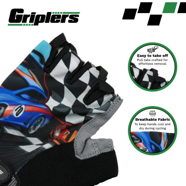 boys cycling gloves with athletic racer-inspired design